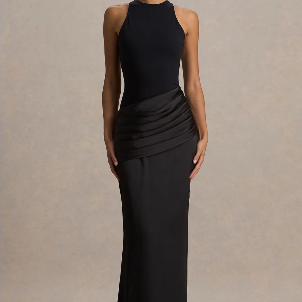 Club London Maxi Dress With Satin Skirt